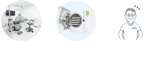 十分な院内感染対策体制・十分な衛生設備を有している・研修を受けた歯科医師が在籍